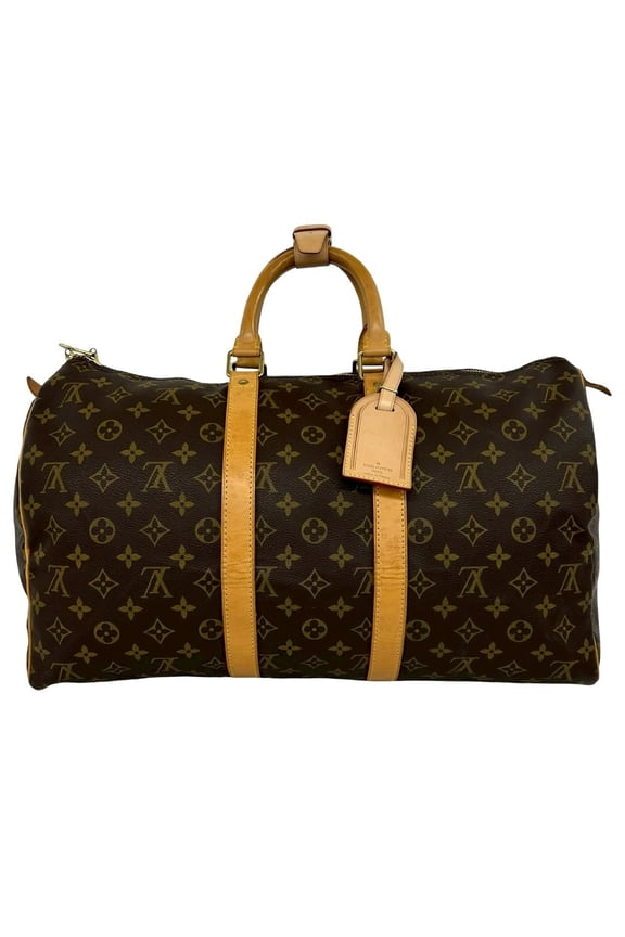 Pre-Owned LOUIS VUITTON Keepall 45 Monogram Leather Boston Bag, Travel Handbag, Brown, 43212