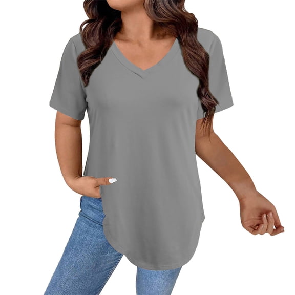 Womens Tops T Shirts V Neck Short/Long Sleeve Cotton Tops Tees on Sale
