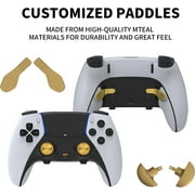 Prociv 10 in 1 Metal Thumbsticks for PS5 Edge Controller, 6 Analog Stick Joystick 4 Back Paddles Triggers Buttons Interchangeable Replacement for PS5 Edge Controller (Gold)