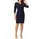 thumbnail image 1 of Vestido envolvente INSPIRE CHIC para mujer, con mangas 3/4, escote en V, elegante y casual, midi, para invitadas de boda, tamaño S, azul oscuro, 1 of 6