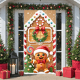 thumbnail image 5 of Gingerbread Theme Gingerbread Banner Christmas Wreath Christmas Display Colorful Candy Red Bow Holiday Backdrop for Christmas Party Holiday Decoration Xmas Celebration, 5 of 9
