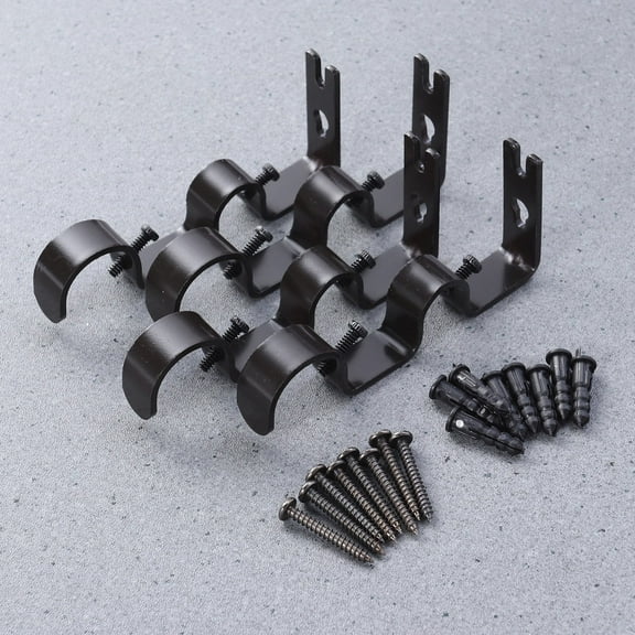 ROSENICE 2Pack Adjustable Double Bracket Curtain Rod Holder Iron Black for House Decoration