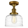 thumbnail image 4 of Innovations Lighting  Bell - 1 Light 8" Semi-Flush Mount Clear Deco Swirl/Brushed Satin Nickel, 4 of 5