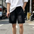 thumbnail image 5 of Men's Baggy Denim Shorts Elastic Waist Stretchy Jean Shorts Wide Leg Relaxed Fit Summer Comfort Jorts, XL, 5 of 6