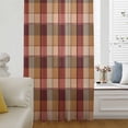 thumbnail image 6 of Red Brown Plaid Sheer Curtains 45 Inches Long, Modern Abstract Ombre Gingham Checkered Light Filering Curtains, Breathable Simi Curtain Privacy Drapes for Kitchen Bathroom Small Window Treatment, 6 of 9