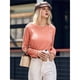 thumbnail image 5 of Camisetas de Larga para Mujer, Ropa de Moda de Otoño, Tops Modernos, Camiseta Básica de Punto con Cuello Redondo Naranja M, 5 of 10