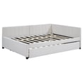 thumbnail image 5 of Upholstered Daybed with Trundle, Full Size Sofa Bed Frame with Storage Drawers in Beige Linen, 5 of 10