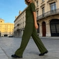 thumbnail image 6 of VBVC Women's 2 Piece Baggy Sweatsuit Sets,Crew Neck T-Shirt and Straight-Leg Pants For Women,Ladies Summer Short Sleeve Lounge Sets with Pockets,Army Green,S-2XL, 6 of 9