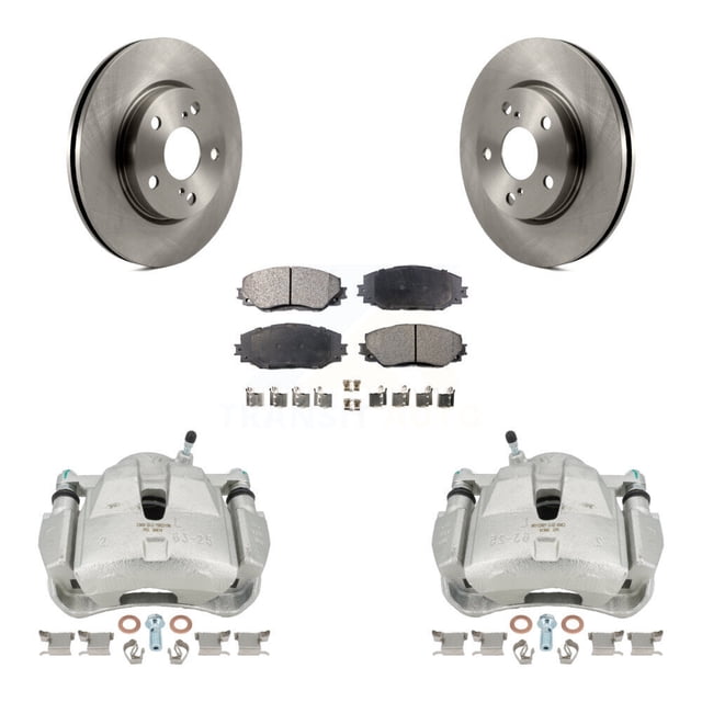 Transit Auto Front Disc Brake Caliper Rotors and Ceramic Pads Kit for Car 2014-2015 Toyota RAV4 LE with Canada or U.S. Emissions Excluding Vehicles Manufactured In Japan KC8-100708T
