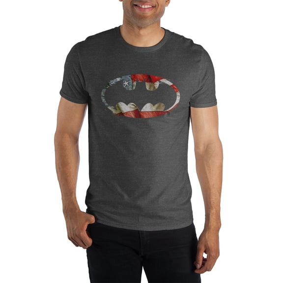 DC Comics Batman Americana Red White & Blue Black Bat Signal Tee Shirt T-Shirt-X-Large