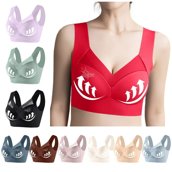 Jinhomg Running Sports Bras for Women 2025 Plus Size Breathable Mesh Bra Large Bust No Underwire Push Up Bras with Rhinestone Bralettes Comfort Underwear Limited Time Deals Beige XXL