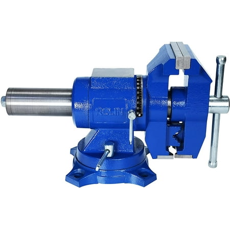

Tools By Rolin 5 Inch Multi-Function Vises With Anvil Blue Bench Vise Heavy Duty 360 Degree Swivel Base