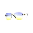 thumbnail image 1 of Womens Rimless Butterfly Designer Fashion Tie Dye Gradient Sunglasses Blue Yellow, 1 of 4