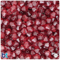 BeadTin Dark Red Transparent 8mm Faceted Bicone Acrylic Beads (200pcs)