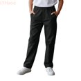 thumbnail image 2 of LYHaoo Boys Cargo Jogger Pants With Multiple Pockets Elastic Waist Casual Athletic Trousers For Kids And Youth Comfortable Durable Outdoor Play Boys' Cargo Pants(Black), 2 of 7