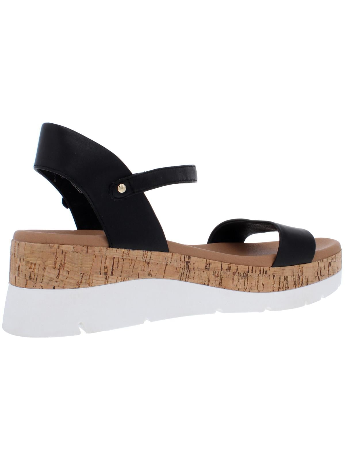 Steve Madden Womens Roselita Leather Platform Sandals Black 6.5