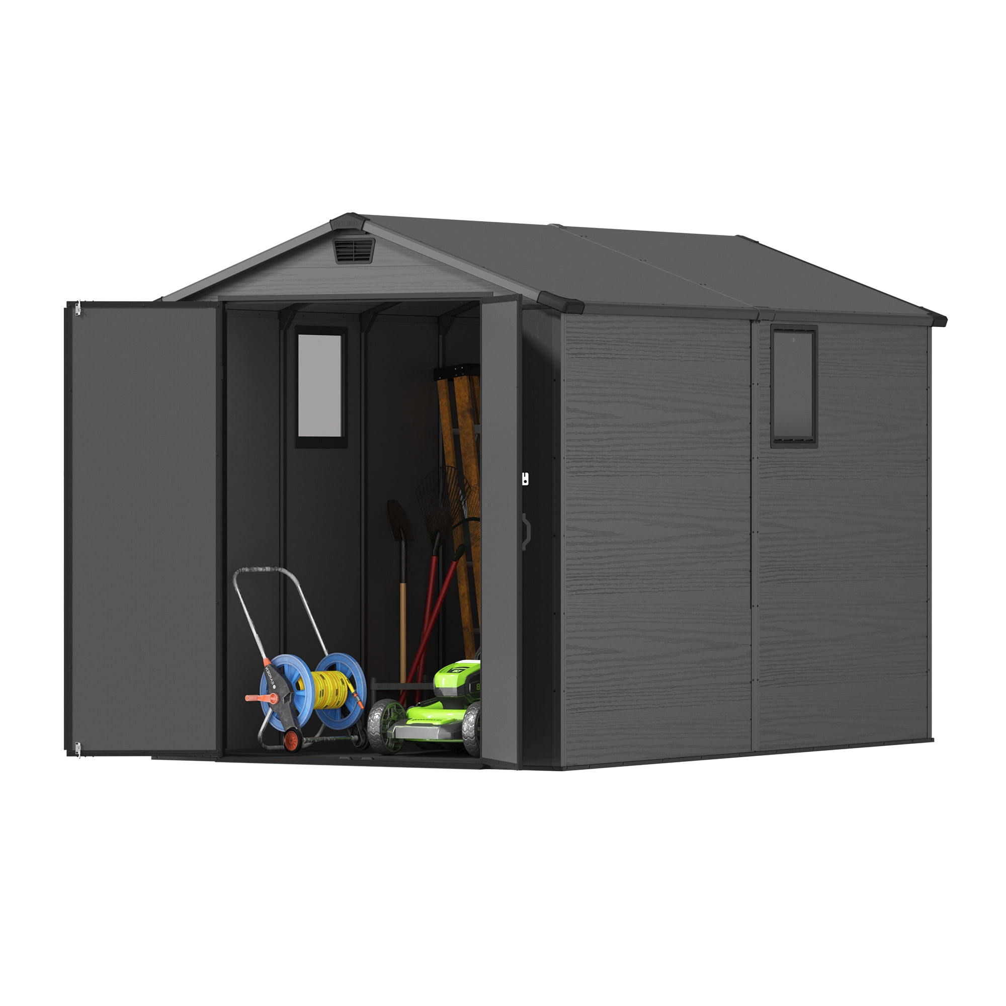 Homall6x10ft Outdoor Plastic Storage Shed with Window,Weather-Resistant, Easy Assembly, Wood-Effect Garden Tool House,Dark Gray