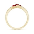 thumbnail image 2 of ANGARA Natural Oval Ruby Three Stone Bypass Ring with Diamonds in 14K Yellow Gold for Women (Size-4x3mm) | July Birthstone, Birthday, Anniversary, Jewelry Gift for Women | Natural Ruby Ring, 2 of 11