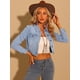 thumbnail image 2 of Chaqueta de mezclilla Allegra K lavada con botones y manga larga de algodón Azul claro L, 2 of 6