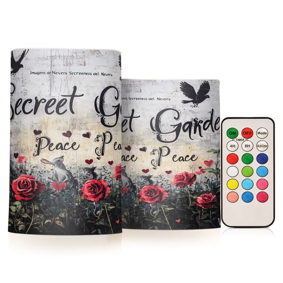 BZSMCE Flameless Candles LED Lights Seamle Of Red Roses Pattern Creativity Battery Candles