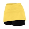 thumbnail image 5 of Women's Yoga Sport Mini Skirts Casual Solid Color Tennis Pocket Tummy Control Short Yellow Skirt XL, 5 of 6