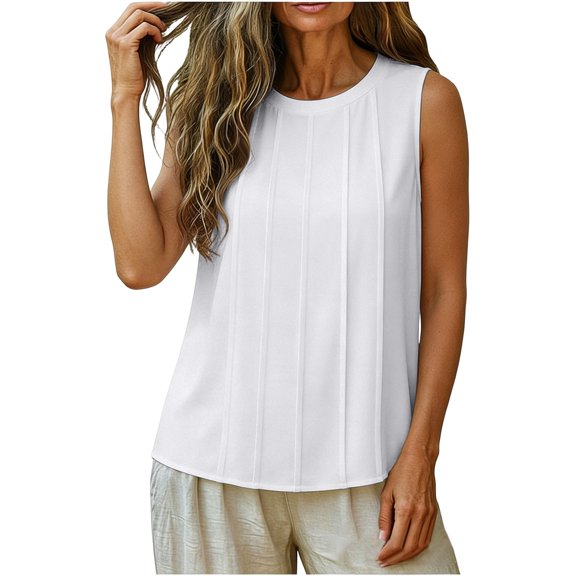 Noric Womens Summer Pleated Tank Tops 2026 Loose Camisole Casual Tops Lightweight Breathable Sleeveless Blouse Casual Work