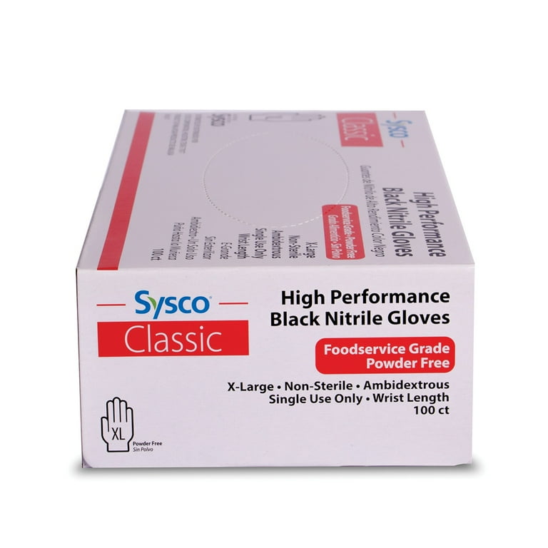 Sysco Nitrile High Performance Gloves, Powder Free, Food, 46 OFF