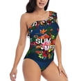 thumbnail image 3 of Honeii Summer Birds and Flowers for women's one-piece swimsuit featuring a chic one-shoulder design experience elegance and style in the water-X-Large, 3 of 6