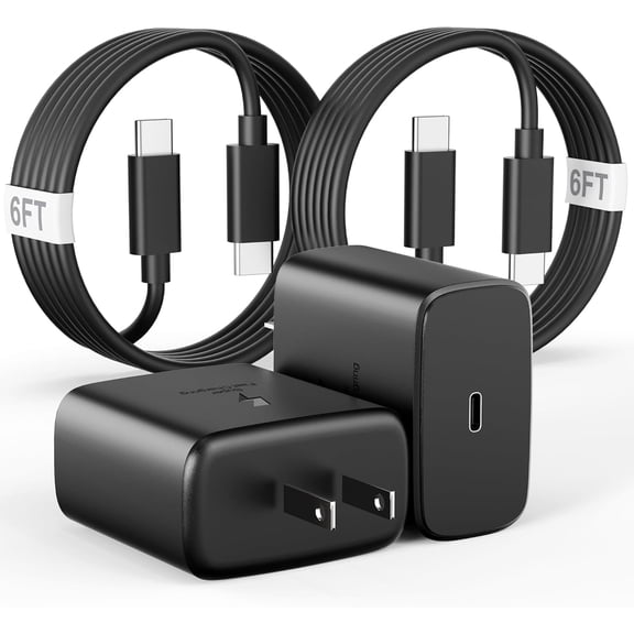 45W USB C Super Fast Charger for Samsung, Type C PD PPS Fast Wall Charger Block [2-Pack] with 6FT USB-C Cable for Galaxy S25/S24/S23 Ultra Series
