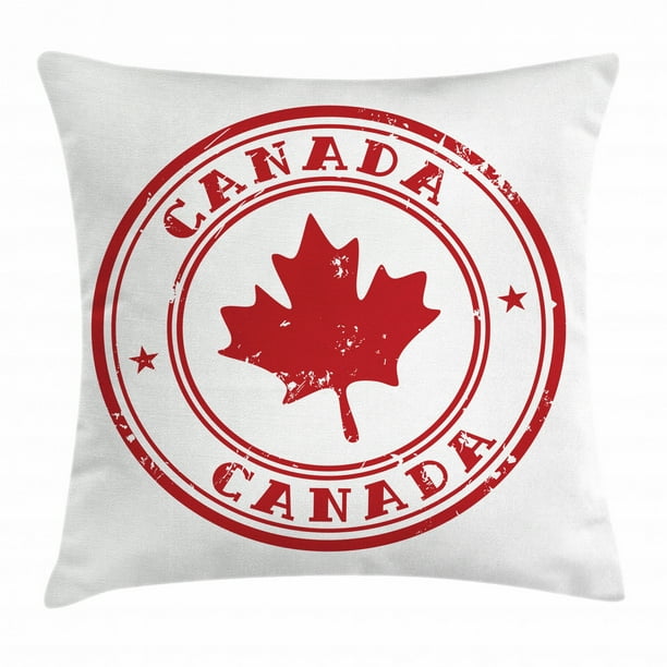 Canada Throw Pillow Cushion Cover, Rubber Stmap Print with Canadian