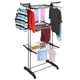 thumbnail image 2 of Aquaterior Folding 3 Tier Clothes Drying Rack Rolling Collapsible Garment Laundry Dryer Hanger Stand Rail Indoor Dark Grey Aquaterior Modern, 2 of 10