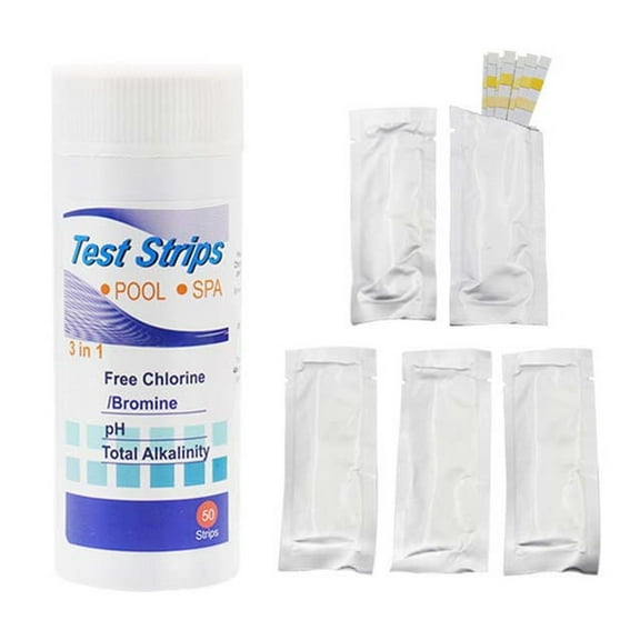 LanSuare 3-in-1 Pool PH Test Strips, 50 Quick Testing Strips, Chemical Level Detection, Applicable Hot Tub Care, Ideal Water Safety Monitoring