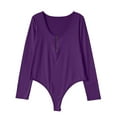 thumbnail image 6 of Womens Bodysuits Clearance Bib Pants Coverall Undershirts Onepiece Leotard Green Lingerie ,Purple,S, 6 of 8
