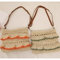 thumbnail image 4 of Kukuzhu Straw Crossbody Bag for Women Summer Beach Purse Handmade Woven Shoulder Bag Straw Clutch Bag with Ruffled Edge, 4 of 6