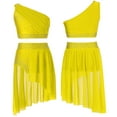 thumbnail image 5 of Zaldita Kids Girls Shiny Ballet Lyrical Dance Dress One Shoulder Rhinestone Crop Top with Sheer Mesh Skirted Outfit Yellow 16, 5 of 6