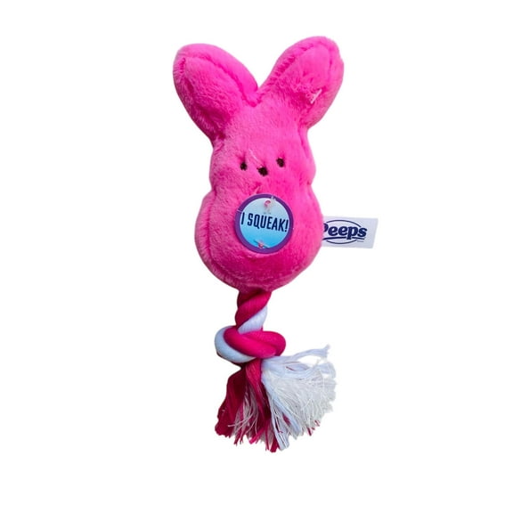 Peeps 7 Inch Rope Dog Toy- Pink
