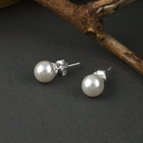 Femme Jam 925 Sterling SIlver Freshwater Pearl Round Designer Minimalistic Stud Earrings