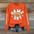 thumbnail image 2 of Holzkary Women's Football Game Day Sweatshirt Football Sweatshirts Cute Baseball Graphic Print Crewneck Graphic Print Oversized Crewneck Sweatshirts Long Sleeve Pullover for Gameday Hoodies Orange Xl, 2 of 4