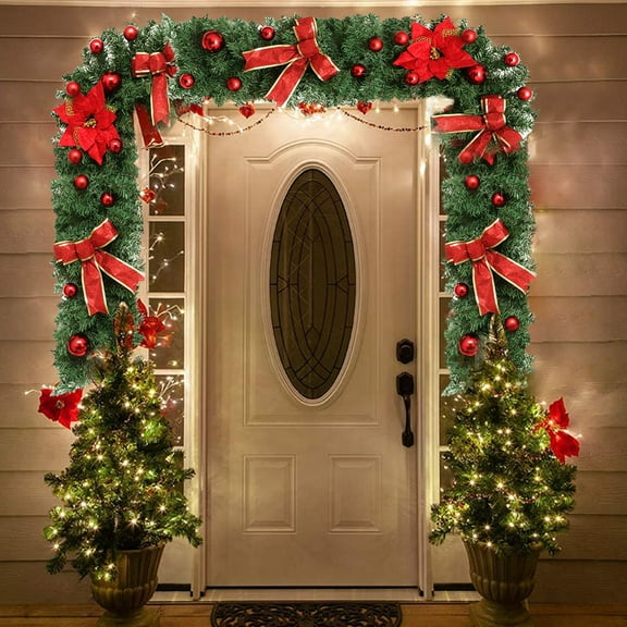 Falleo Clearance Christmas Stairs Decoration Rattan Flowers Rattan Christmas Tree Festival Decorations Door Decoration