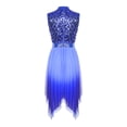 thumbnail image 2 of SiiRoh Women's Sequined Liturgical Worship Praise Dance Dresses Gradient Mesh Irregular Church Worship Tunic Royal Blue S, 2 of 5