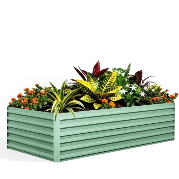 6x3x2 ft Galvanized Raised Garden Bed, 24" Tall Metal Planter Box Outdoor, Rust-Resistant Garden Beds for Vegetables Flowers, Green
