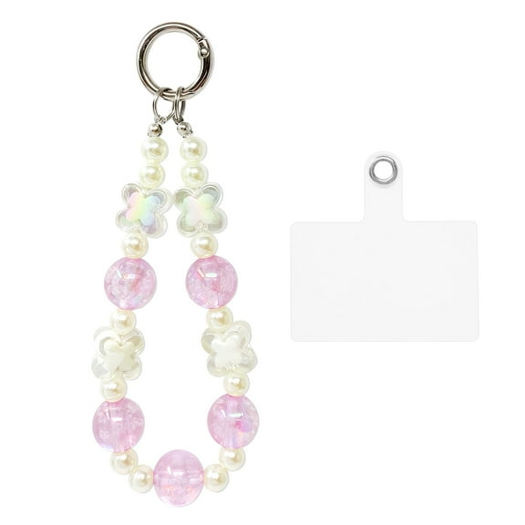 Wrapables Sparkling Beaded Cell Phone Wrist Strap, Keychain, Bag Charm with Lanyard Tether Tab, Purple Clover