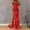 X-76Red, variant on Womens Prom Dress Short Sleeve Sequin Solid Color High Split Floor Length Elegant Low Cut Dresses For Wedding Hot Pink L