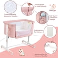 thumbnail image 4 of Babyjoy 3-in-1 Baby Bassinet Beside Sleeper Crib with 5-Level Adjustable Heights Pink, 4 of 6