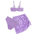 thumbnail image 4 of Shadoumai Girls Summer Swimsuit Color Block Padded Adjustable Strap Tankini Ruched Swimwear Set Two Piece Beach Bathing Suit, 4 of 4