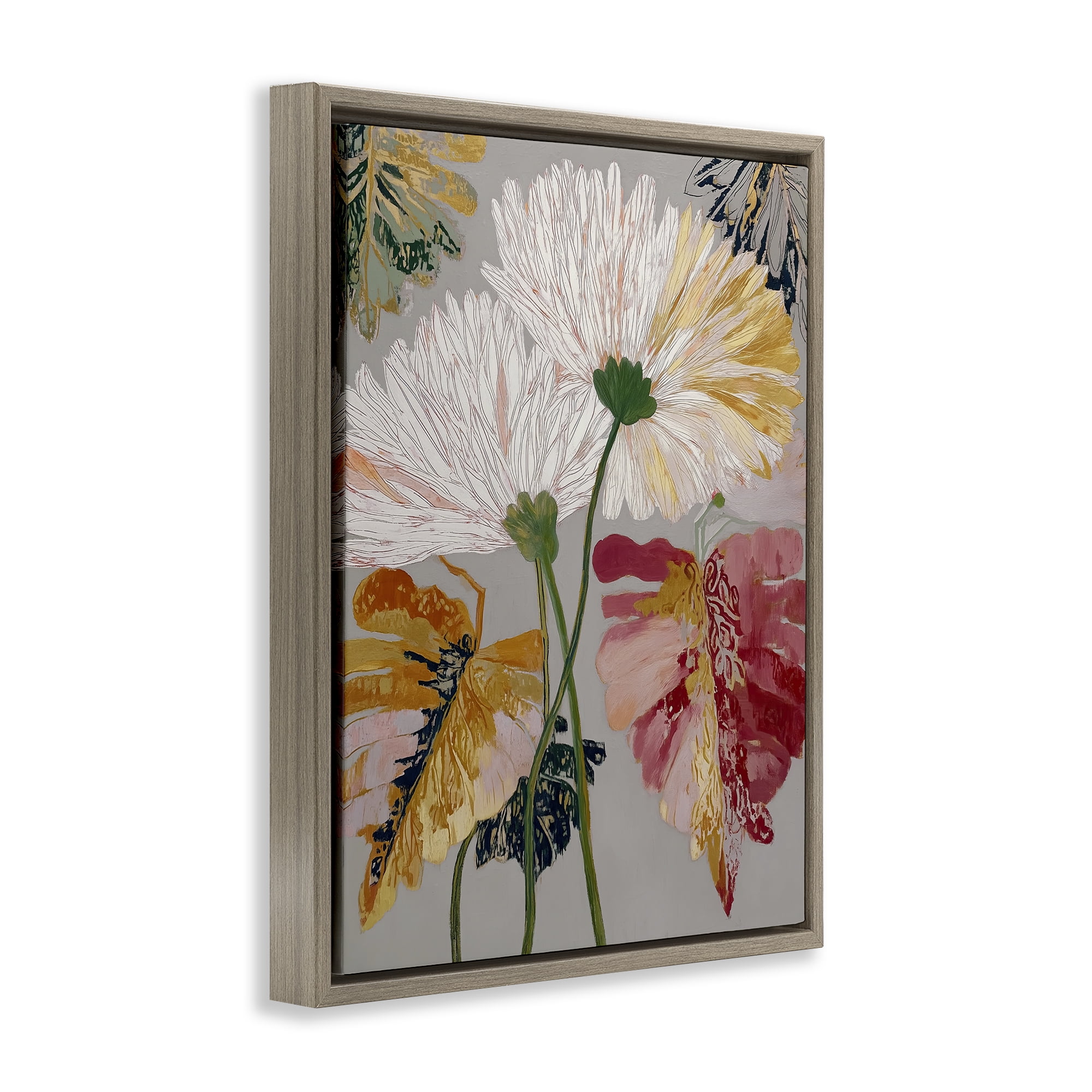 Playful Assumptions Flowers Brown Framed Floater Canvas Wall Art, design by Annabelle Hall