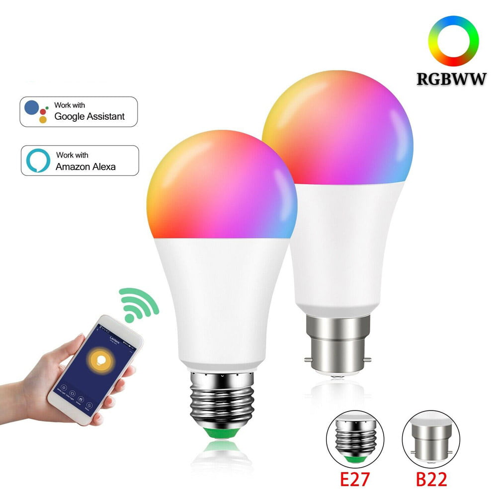 Smart WiFi Light Bulb LED RGB 15W Dimmable Alexa Google Home Control Smartphone 