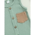 thumbnail image 6 of Wassery Baby Boys Summer Romper Newborn Sleeveless Contrast Color Jumpsuits Infant Ribbed Playsuits, 6 of 8