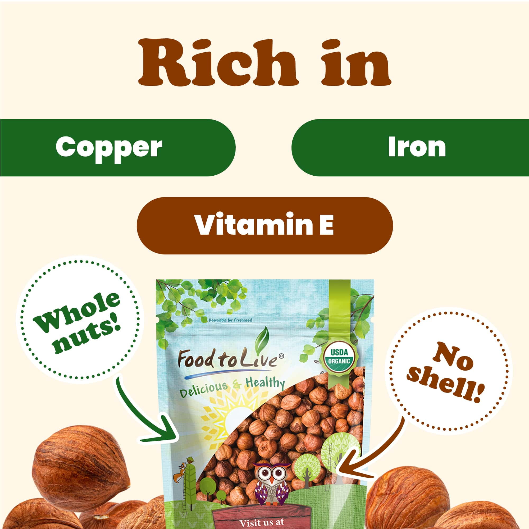 Food to Live, Organic Hazelnuts, 4 Pounds, Non-GMO, Kosher