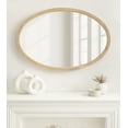 thumbnail image 3 of Kate and Laurel Hogan Modern Wooden Oval Wall Mirror, 24 x 36, Natural Wood, Transitional Rounded Mirror for Use as Bathroom Mirror or Entryway Mirror Decor, 3 of 9